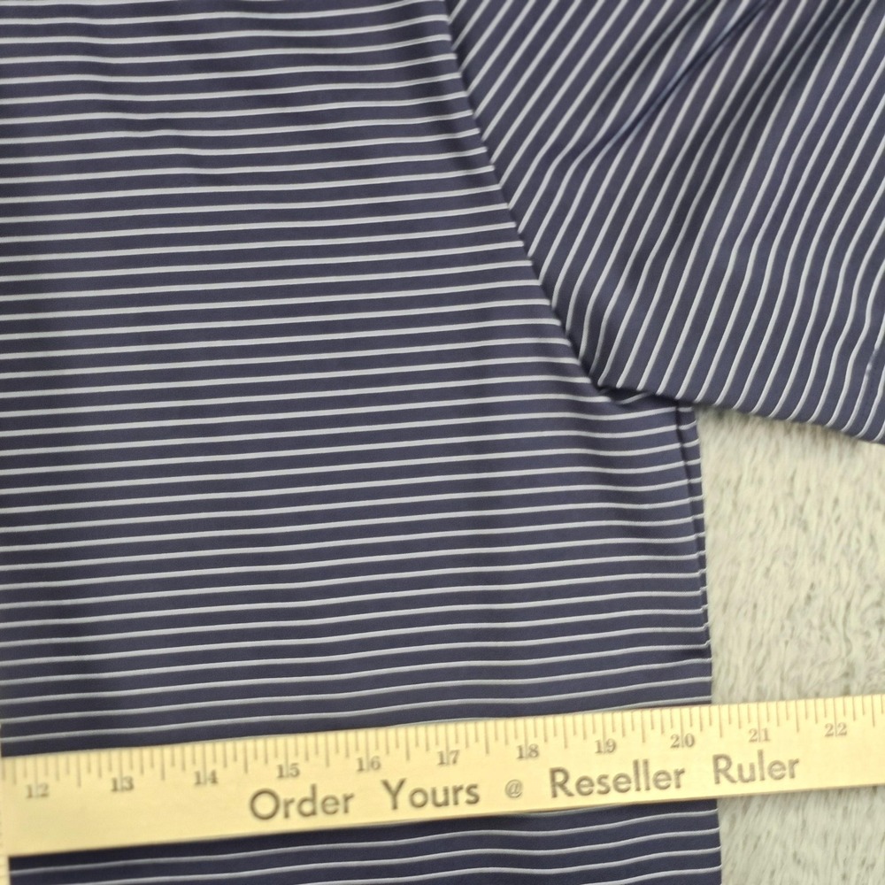 Under Armour The Performance Polo Shirt Mens Medium Navy White Stripe Golf Loose - Picture 10 of 10